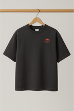 ZIAA Brunch O'clock graphic t-shirt with illustration of coffee cup, dark grey color base with orange graphic