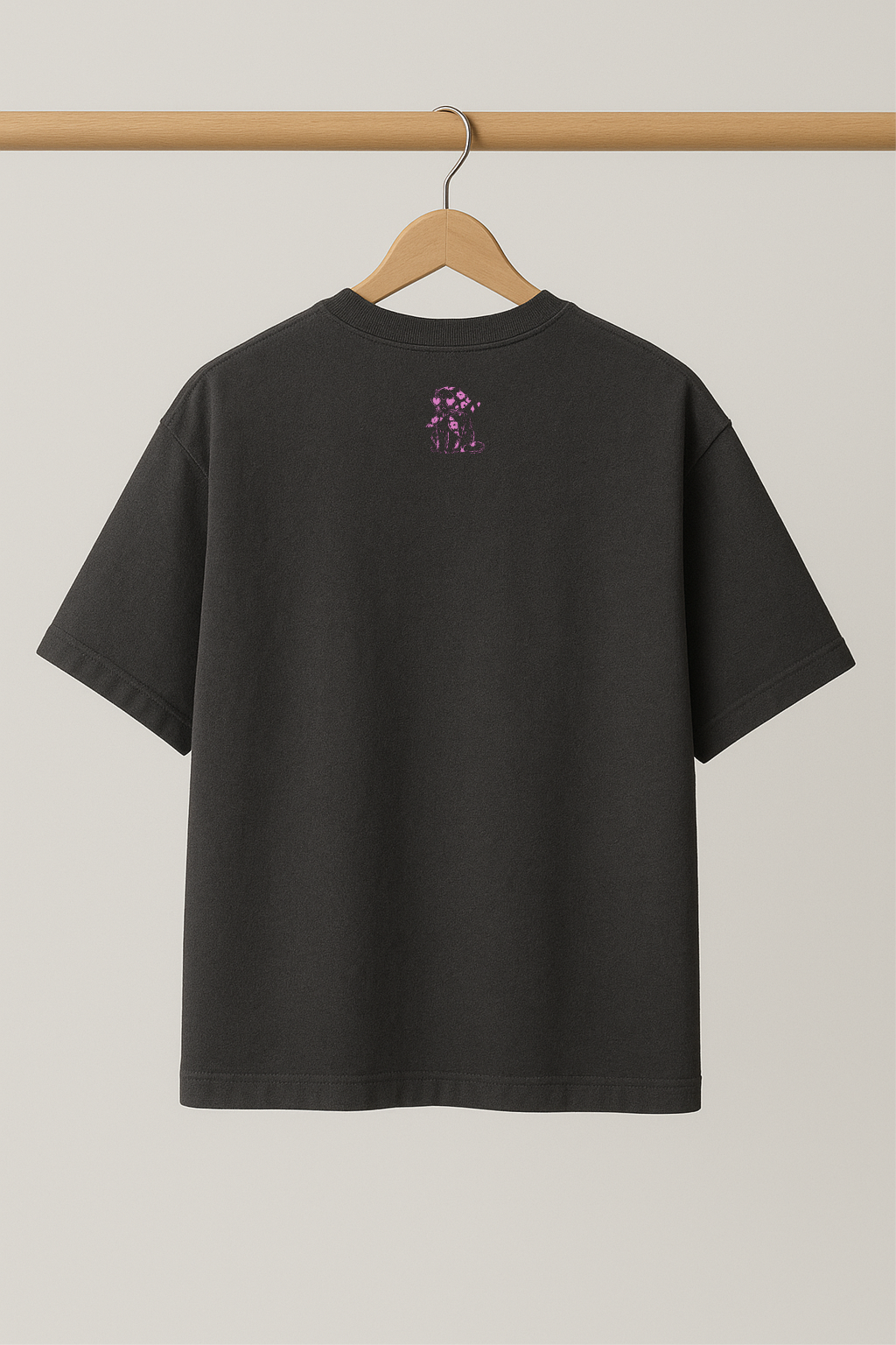 ZIAA "Feeling Cute Might Nap Later" graphic t-shirt with illustration of a cat wearing headscarf and shades, dark grey color base with pink graphic