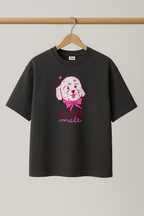 ZIAA "Alpha Male" graphic t-shirt with illustration of a teddy dog, dark grey color base with pink graphic