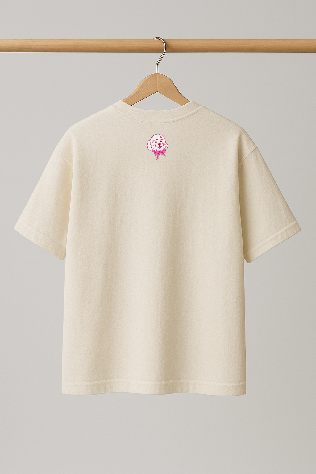 ZIAA "Alpha Male" graphic t-shirt with illustration of a teddy dog, white color base with pink graphic